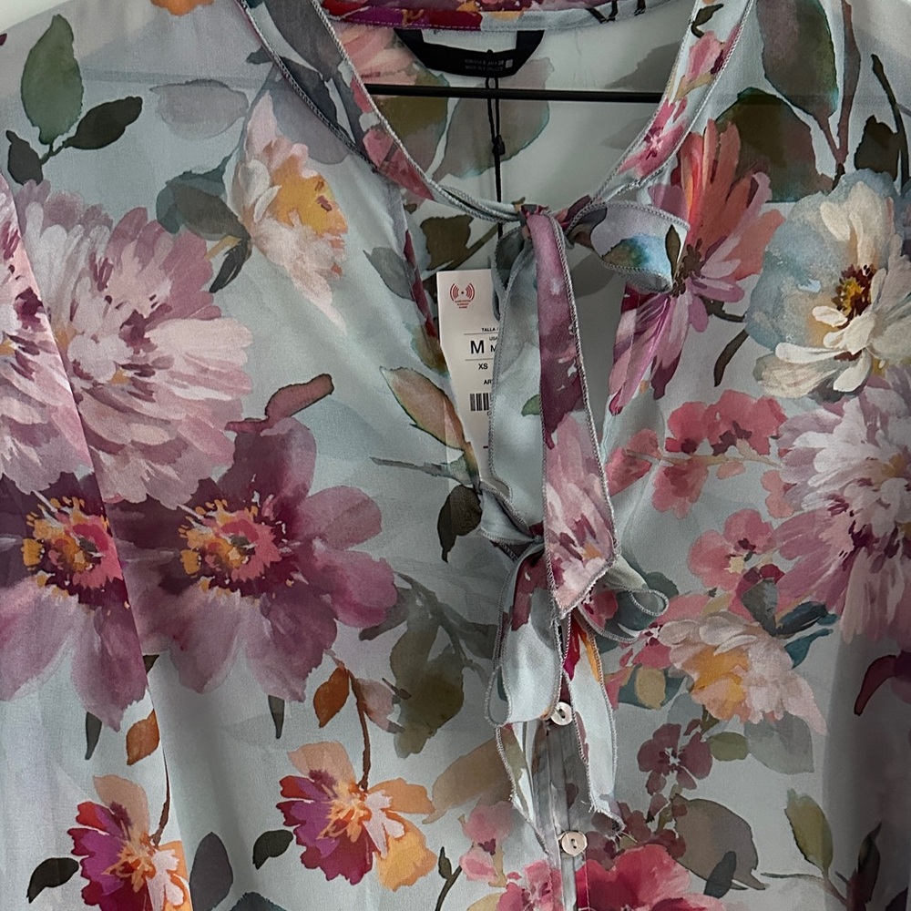 NWT Zara Floral Tie Blouse - Picture 5 of 5